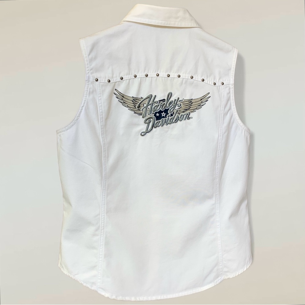 Harley Davidson Women's Pearl Snap Sleeveless Shirt